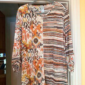 Colorful, lightweight, long sleeve, women's top , Size XL, Polyester/Rayon
